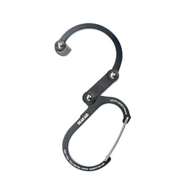 GEAR AID HEROCLIP Carabiner Clip and Hook (Medium) for Camping, Backpack and Garage, Stealth Black