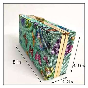 Powerpurlife (#6 Green) Butterfly pattern women evening bag diamonds crystal bridal wedding party cl...