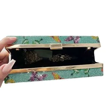 Powerpurlife Green Butterfly Evening Bag Rhinestone Clutch