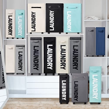 Caroeas Slim Rolling Laundry Basket for Small Spaces