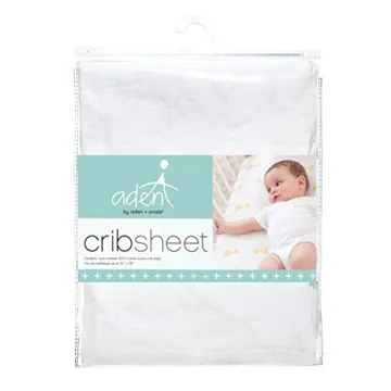 aden + anais Essentials Classic Crib Sheet, 100% Cotton Muslin, Super Soft, Breathable, Tailored Snug Fit, Solid White