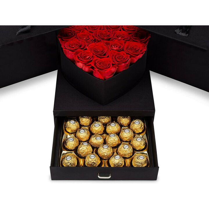 Romantic Red Roses and Chocolates Gift Box