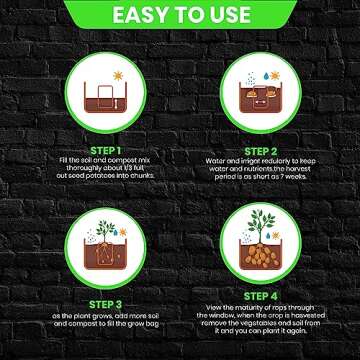 Utopia Home 10-Gallon Potato Grow Bags Pack of 4 – Foldable, Breathable, and Non-Woven Vegetable Planters – Easy to Move Gardening Pots with Reinforced Handles and Harvest Flap (2 Grey, 2 Black)