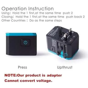 International Adapter for Travel, Universal for Selective Dual Voltage Hair Dryer, Straightener, All USB Devices Phones, Worldwide Charger Plug 5 Fast USB 8A AC Outlet UK European Asia 200+ (Blue)