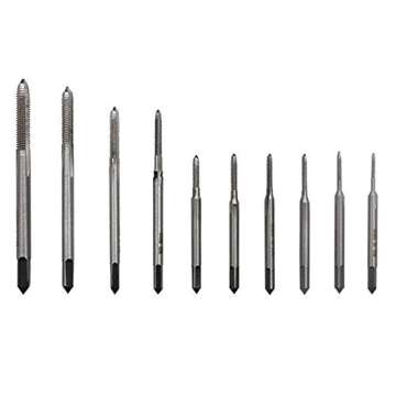 10 Pcs Micro Taps for Clocks and Watches Tapping, Mini Spiral Flute Taps Machine Tap Sets Metric Straight Flute Coarse Thread Design, M1 M1.2 M1.4 M1.6 M1.7 M1.8 M2 M2.5 M3 M3.5