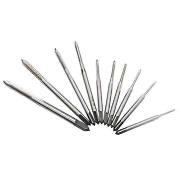 10 Pcs Micro Taps for Clocks and Watches Tapping, Mini Spiral Flute Taps Machine Tap Sets Metric Straight Flute Coarse Thread Design, M1 M1.2 M1.4 M1.6 M1.7 M1.8 M2 M2.5 M3 M3.5
