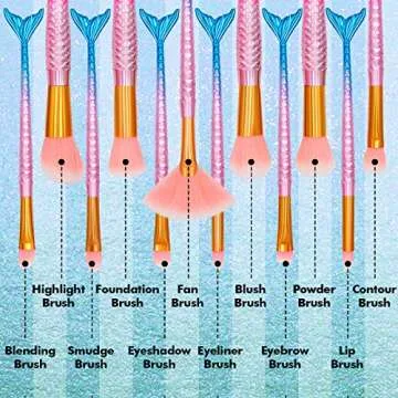 Makeup Brushes Set- Cosmetic Conceler Brushes Kit Tool 12PCS Make Up Foundation Eyebrow Eyeliner Blush Concealer Brushes Pink Mermaid Colorful (pink)