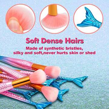 Makeup Brushes Set- Cosmetic Conceler Brushes Kit Tool 12PCS Make Up Foundation Eyebrow Eyeliner Blush Concealer Brushes Pink Mermaid Colorful (pink)