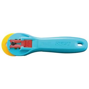 OLFA 45mm Quick-Change Rotary Cutter (RTY-2/C) - Rotary Fabric Cutter w/Blade Cover for Crafts, Sewing, Quilting, Replacement Blade: OLFA RB45-1 (Aqua)