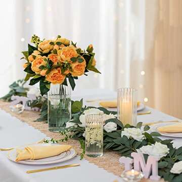 Hewory Glass Cylinder Ribbed Vases Set of 6, Tall Clear Vase for Centerpieces, Hurricane Candle Hold...