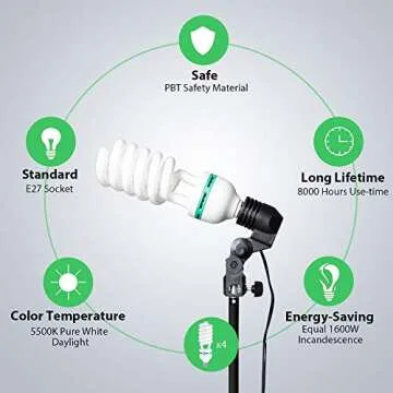 HPUSN Softbox Continuous Lighting Kit Professional Studio Photography with Max 8.5ft x 10ft Background Support System,2 Reflectors 20x28 Inch Umbrellas for Portrait and Photography