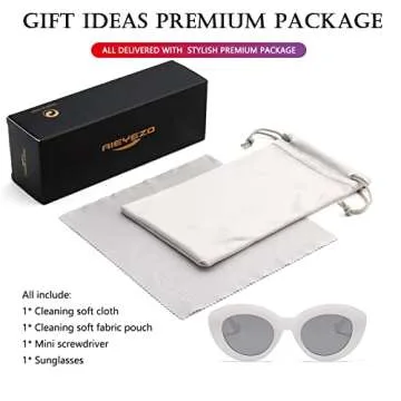 AIEYEZO Oversized Cat Eye Sunglasses for Women Cute Oval Thick Frame Cateye Sun Glasses Chic Retro Style Shades (Candy White)