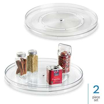 iDesign 54730M2 Linus Turntable Kitchen, Pantry or Countertop Organization, 14" Inch, Clear, 2 Count