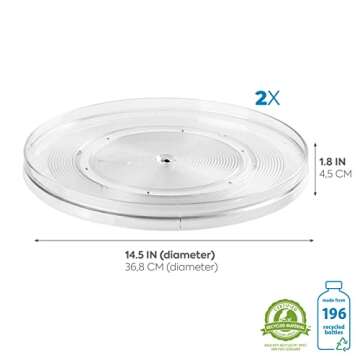iDesign 54730M2 Linus Turntable Kitchen, Pantry or Countertop Organization, 14" Inch, Clear, 2 Count
