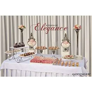 Godinger Silver Art Dublin 3 Tiered Glass Buffet Serving Tray - Chrome Plated Platter Stand with Starburst Design - Party and Event Dessert and Food Display Server
