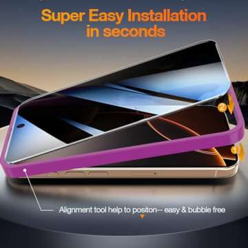 YMHML 2 Pack Compatible for iPhone 16 Pro Max Privacy Screen Protector Tempered Glass, Anti Spy Privacy Screen iPhone 16 Pro Max 6.9 Inch Accessories, Case Friendly Film, Easy Installation Tool