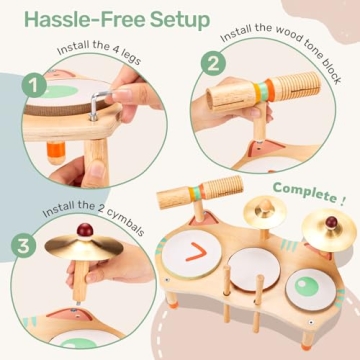 OATHX Kids Musical Drum Set for Creative Toddlers