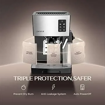 Espresso Coffee Machine Cappuccino Maker with 19 BAR Pump & Powerful Milk Tank for Home Barista Brewing,Multiple Functions for Espresso/Moka/Cappuccino,Self-Cleaning System,1250W(Silver)