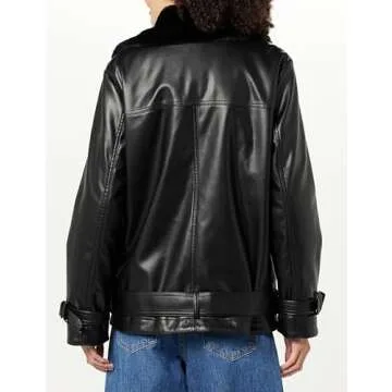 The Drop Women's Cavalla Vegan Leather Moto Jacket Beautiful Style