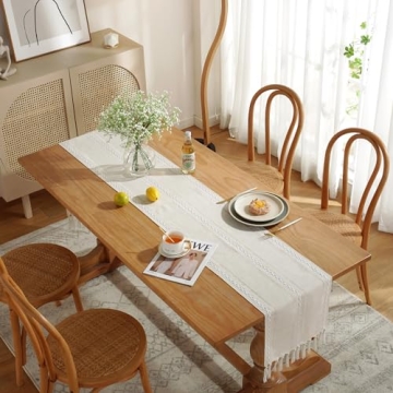 Stylish JIALE Table Runner in Cotton Linen with Tassels