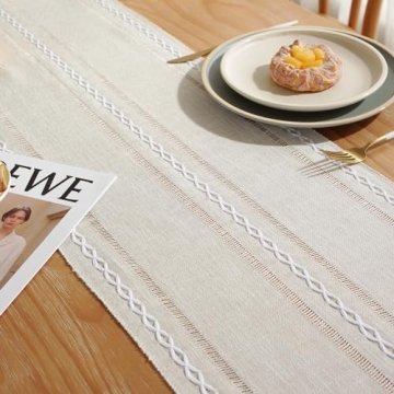 Stylish JIALE Table Runner in Cotton Linen with Tassels