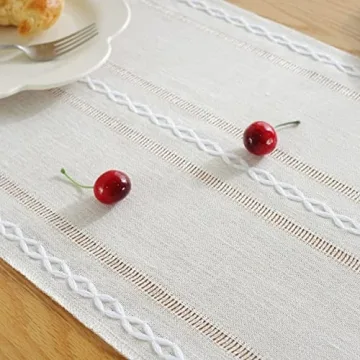 Stylish JIALE Table Runner in Cotton Linen with Tassels
