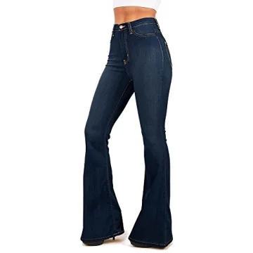 High Waist Fitted Denim Jeans with Flared Bottom EP522