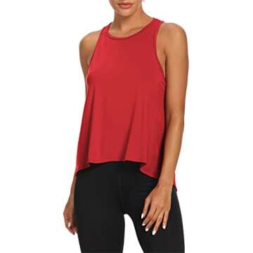 Bestisun Backless Workout Yoga Athletic Shirts for Women Tie Back Running Tank Tops Sports Clothes Red S