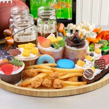 Aodaer Football Shaped Pine Serving Tray for Game Parties