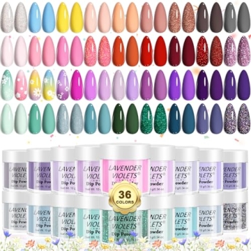 Lavender Violets 36 Colors Dip Powder Nail Kit Starter Quick Drying Dipping Powder Color Set for Hom...