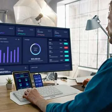 Desktop Glass Whiteboard Dry-Erase-Board - Computer Keyboard Stand White Board Surface Pad, Desk Organizers with Accessories for Office, Home, School (White)