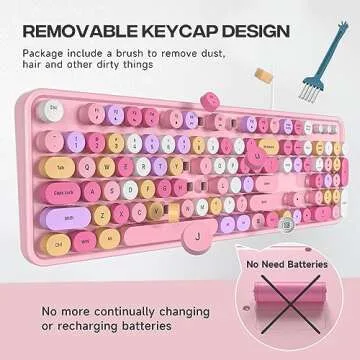 MOWUX Retro Round Typewriter Keyboard for Office & Home