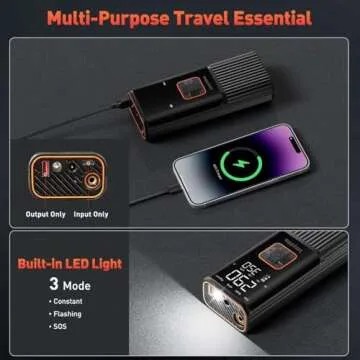 Tire Inflator Portable Air Compressor - Air Pump for Car Tires Dual Mode 9000mAh & 12V DC, 150PSI Electric Bike Tire Pump with Pressure Gauge for Bicycle Motorcycle Ball - Cordless, Auto Shutoff