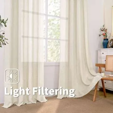 BGment 108 Inches Long 2 Panels Curtains for Living Room, Faux Linen Light Filtering Privacy Textured Burlap Window Curtains & Drapes, Grommet Farmhouse Curtains, Each Panel 52 Inch Wide