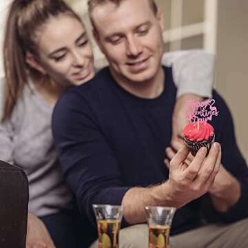 36 PCS Happy Galentine's Day Cupcake Toppers Glitter Sweet Love Valentine Cupcake Picks Valentine's Day Theme Birthday Party Cake Decorations Supplies Pink