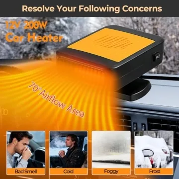 Powerful Portable Car Heater – 12V Heater with 360° Rotatable Design for Defrosting