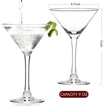 Chouggo Hand Blown Martini Glasses Set - Premium Quality Crystal