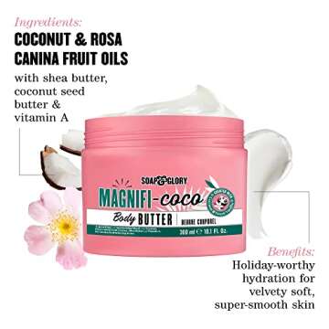 Soap & Glory Magnifi-Coco Body Butter - Coconut Body Moisturizer with Vitamin A, Shea Butter & Rose ...