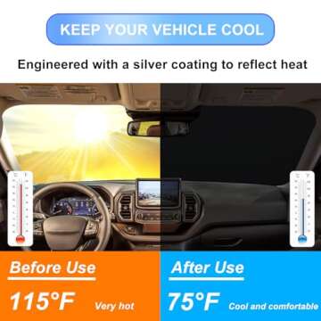 Windshield Sun Shade for 2021-2025 Ford Bronco Sport| Fully Covered Foldable Front Window Sun Visor|...