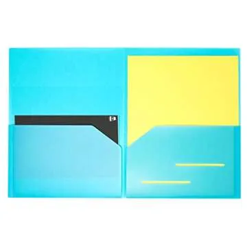 Youngever 12 Pack Plastic Pocket Folders - Heavy Duty Plastic 2 Pocket Folder, in 6 Colors