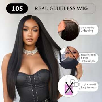 ZHENGON Glueless Wigs Human Hair Pre Plucked Pre Cut 6x4 Straight Lace Front Wigs Human Hair 28 Inch Hd Lace Front Closure Wigs for Women 180% Density Wear and Go Glueless Wig Ready to Wear Natural