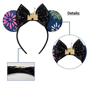 RAZKO Minnie Ears Headband, Sequin Mickey Ears Headband Mouse ears Headband for Women Girls Hair Acc...