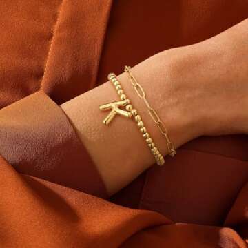 Turandoss Bridesmaid Gifts for Wedding Day, Bridesmaid Gifts for Women | Bridesmaid Proposal Gifts Unique Gifts | Bridal Shower Gifts for Bride | Initial S Gold Bracelets for Women Jewelry Gifts