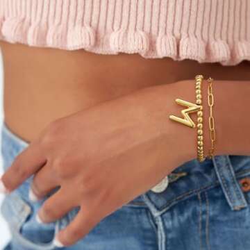 Turandoss Bridesmaid Gifts for Wedding Day, Bridesmaid Gifts for Women | Bridesmaid Proposal Gifts Unique Gifts | Bridal Shower Gifts for Bride | Initial S Gold Bracelets for Women Jewelry Gifts