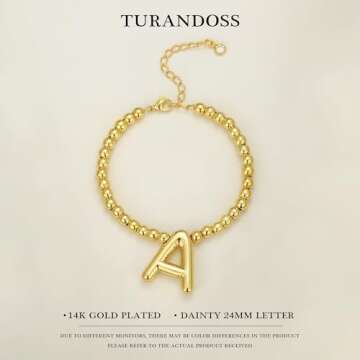 Turandoss Bridesmaid Gifts for Wedding Day, Bridesmaid Gifts for Women | Bridesmaid Proposal Gifts Unique Gifts | Bridal Shower Gifts for Bride | Initial S Gold Bracelets for Women Jewelry Gifts