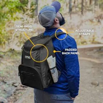 RTIC Lightweight Backpack Cooler, Black, 15 Can, Portable Insulated Bag, for Men& Women, Great for Day Trips, Picnics, Camping, Hiking, Beach, or Park
