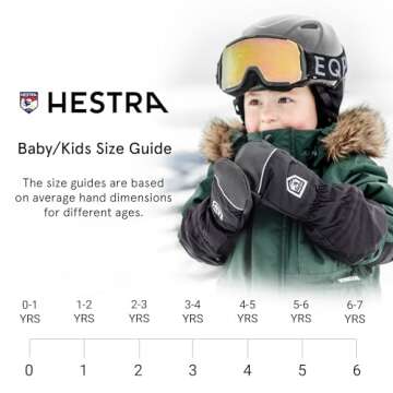 Hestra Baby Zip Long Mitt (Child 1-9yrs) | Waterproof, Insulated Mittens for Toddlers & Kids for Win...