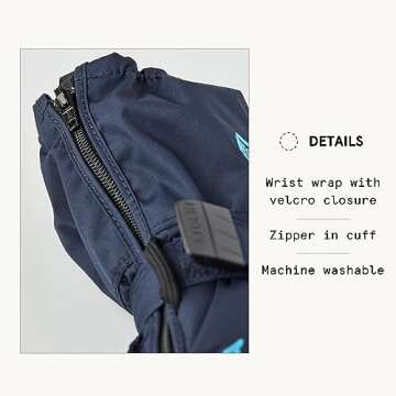Hestra Baby Zip Long Mitt (Child 1-9yrs) | Waterproof, Insulated Mittens for Toddlers & Kids for Winter & Playing in The Snow - Dark Navy - 4