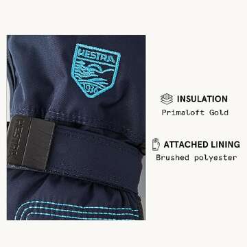 Hestra Baby Zip Long Mitt (Child 1-9yrs) | Waterproof, Insulated Mittens for Toddlers & Kids for Winter & Playing in The Snow - Dark Navy - 4