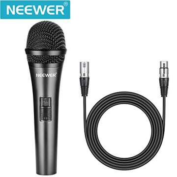 Neewer Cardioid Dynamic Microphone with XLR Male to XLR Female Cable, Rigid Metal Construction for P...